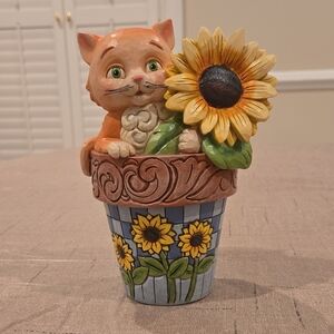 Jim Shore Heartwood Creek "Paws n Petals" Cat in Flowerpot Figurine 6016387 2024